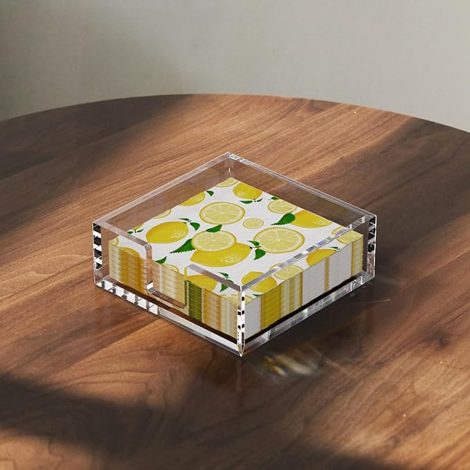 HIIMIEI Acrylic Napkin Holder for Table: Square Luncheon Napkin Tray, Flat - Image 8