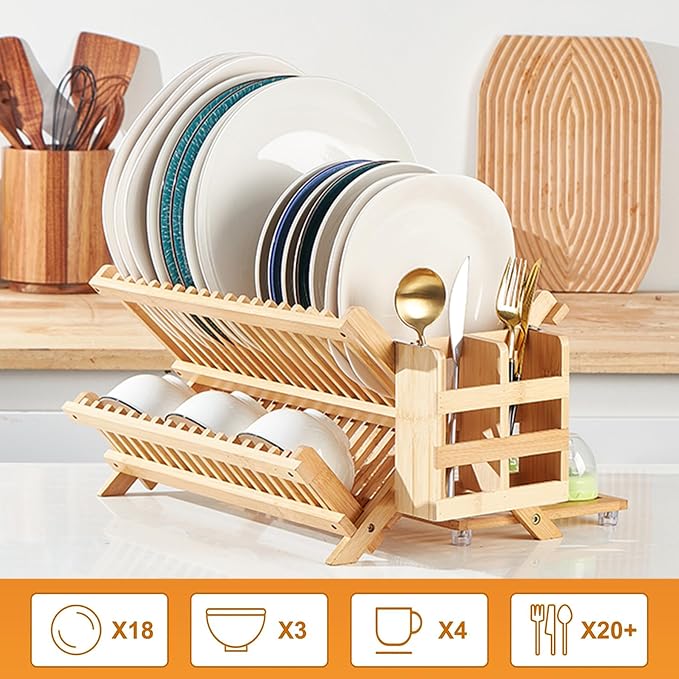Bamboo Dish Drying Rack for Kitchen - Image 5