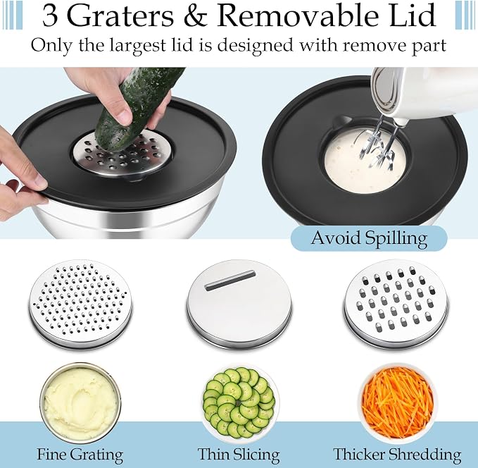 TeamFar Mixing Bowls, Stainless Steel Nesting Salad Bowls - Image 3