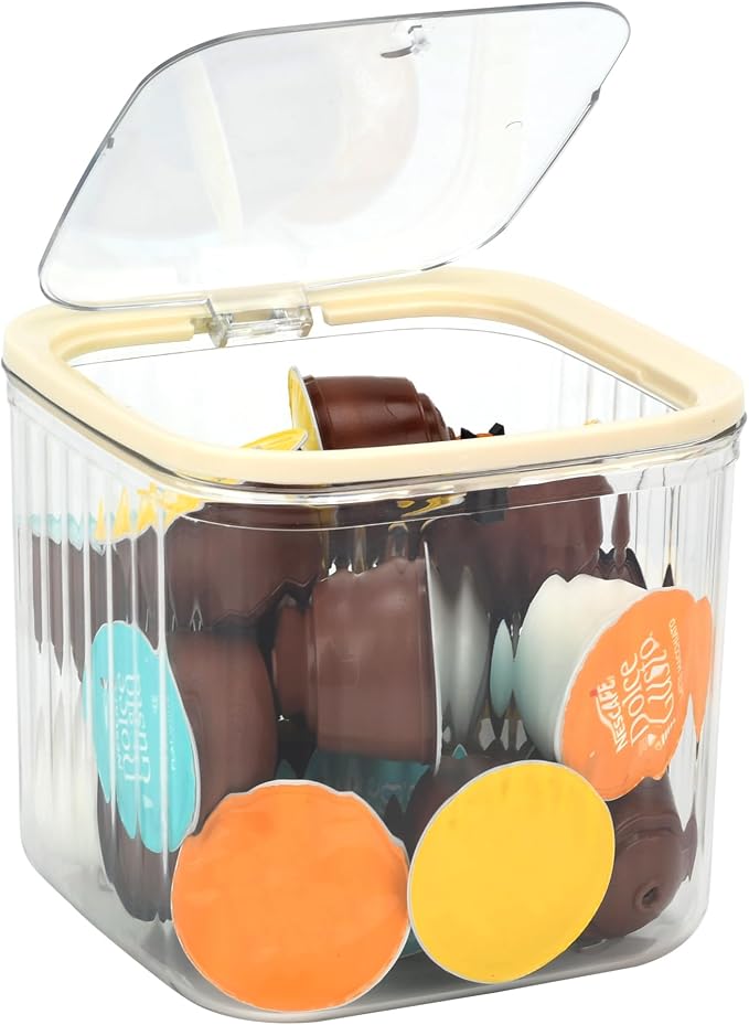 Coffee Pod Holder with Press-Top Lid, Space Saving by MFBJXC