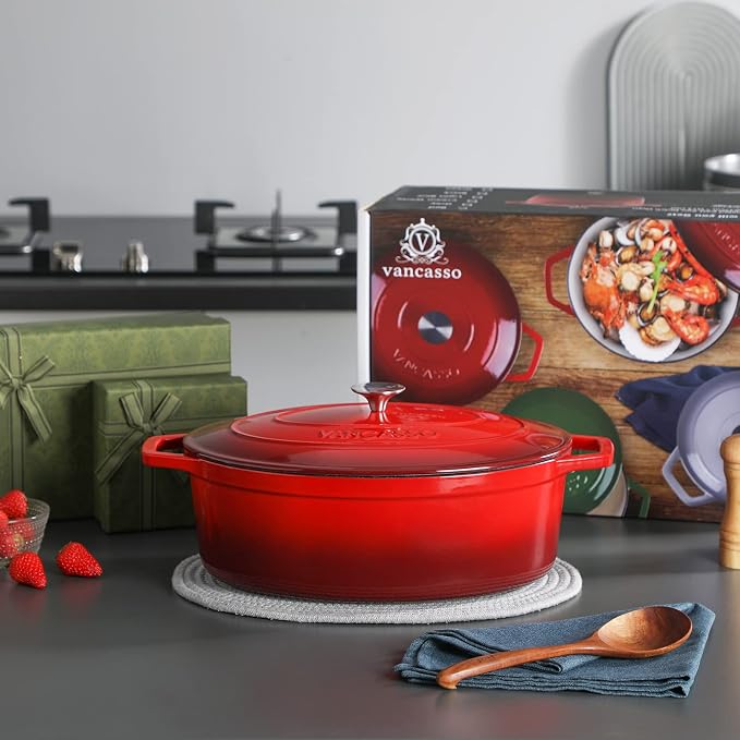 vancasso Enameled Cast Iron Dutch Oven, 9.3 Quart Dutch Oven Pot - Image 8