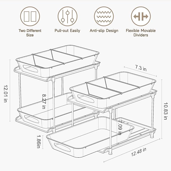 Sevenblue Under Sink Organizer, Bathroom Organizers and Storage, 2 Tier - Image 6