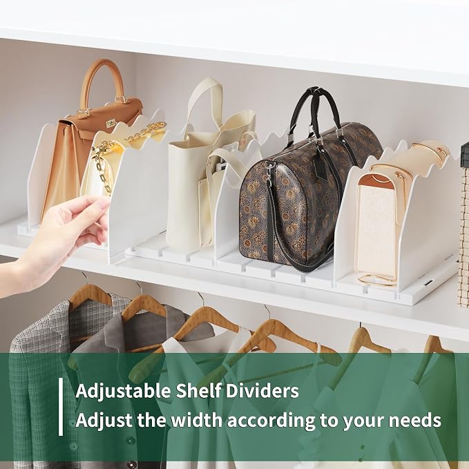 SPACEKEEPER Shelf Divider for Closet, Adjustable Purse Organizers Handbag - Image 4