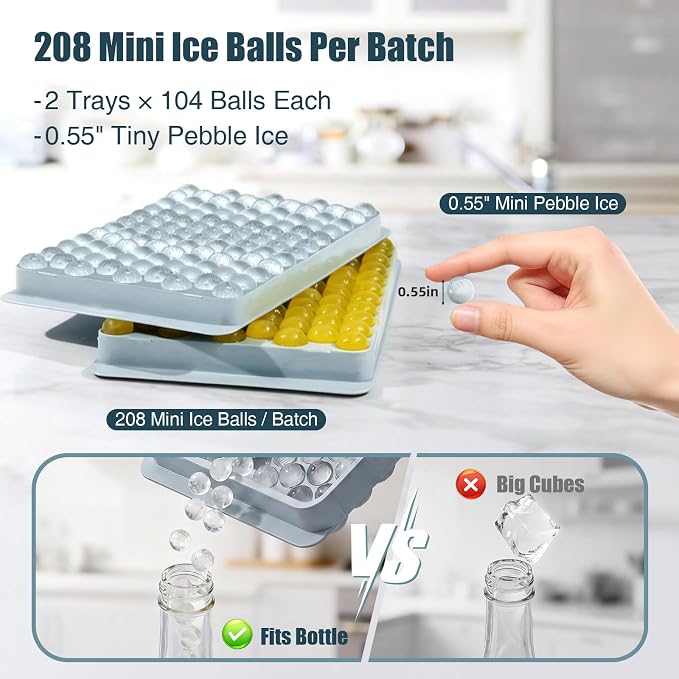 WIBIMEN Mini Ice Cube Trays, 0.55” Tiny Pebble Ice - Image 4