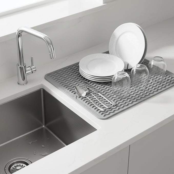 Silicone Drying Mat 16 × 12 – Gray Non-Slip Sink Mat - Image 3