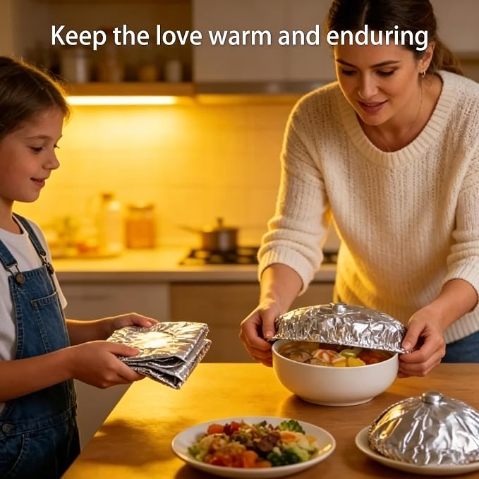 70PCS Reusable Aluminum Foil Food Covers, Aluminum tin Foil Insulation Cover - Image 5