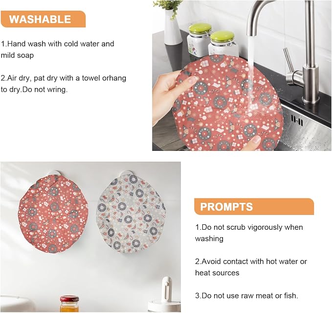Reusable Bowl Covers for Bread Proofing（2 Large）- Cotton Beeswax Bowl Covers - Image 7