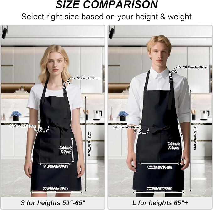 15 Pcs Adult Aprons Bulk with Pockets Adjustable Bib Chef Apron - Image 5