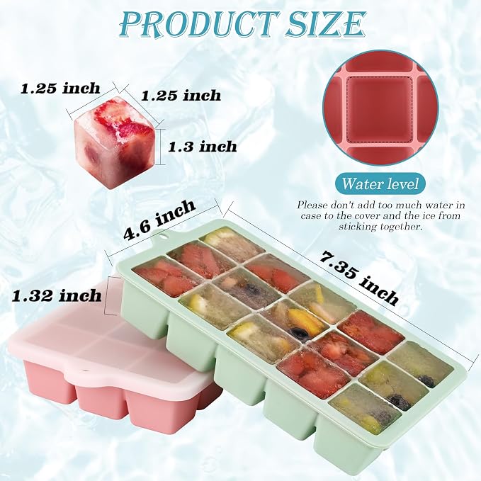 HUAKENER 2 Pack Silicone Ice Cube Tray, Medium Size Ice Cube Trays - Image 4