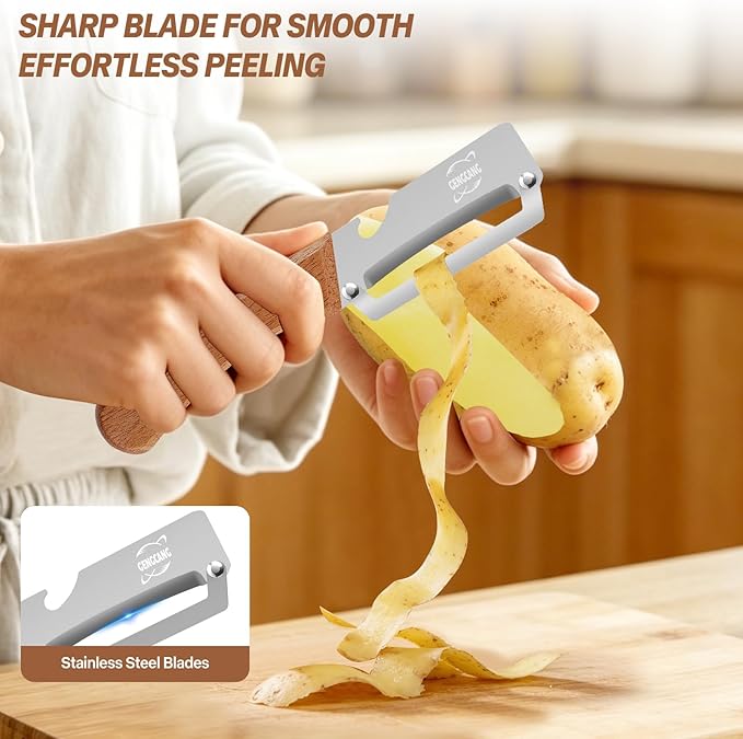 Multi-Functional Vegetable Peeler – Comfortable Wooden Handle - Image 3