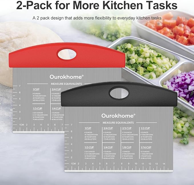 Ourokhome 2 Pack Bench Scraper Dough Cutter, Stainless Steel Dough Scraper - Image 6