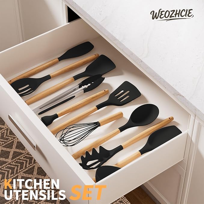 Silicone Cooking Utensil Set, Nonstick 446°F Heat-Resistant Cookware Kitchen - Image 6