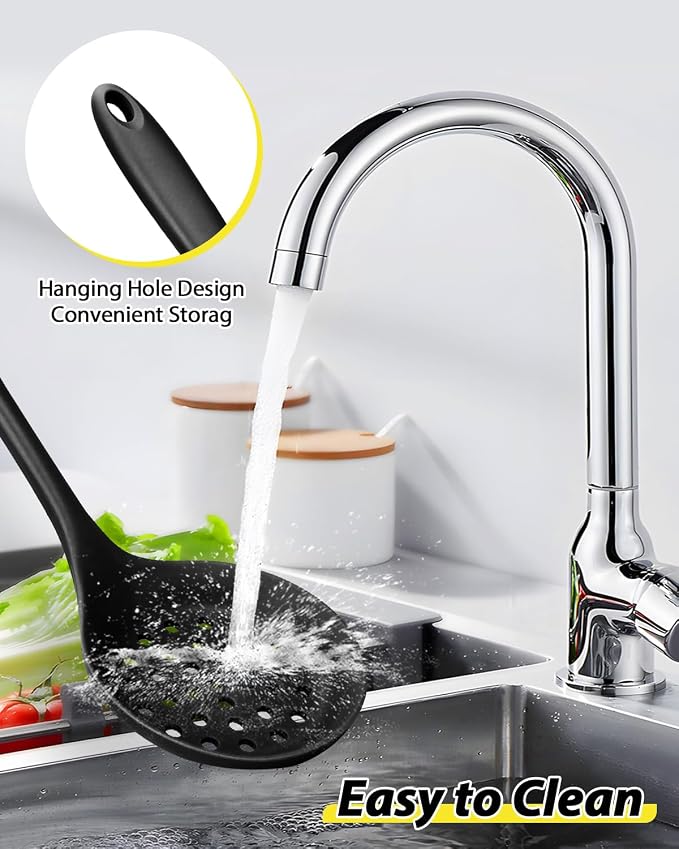 3 Pcs Silicone Kitchen Utensils Set, Soup Ladle-Pasta Fork-Slottede Spoon - Image 6