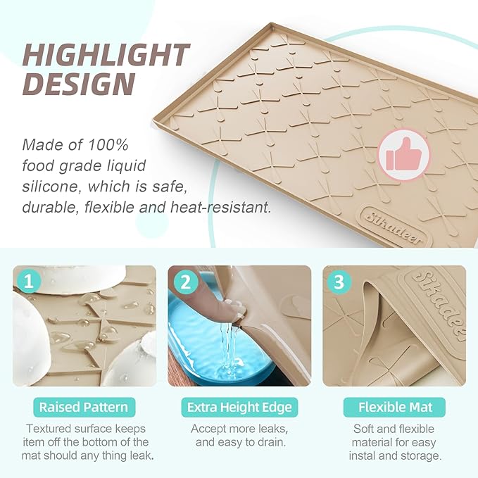 SIKADEER 31" x 22" Under Sink Mat Waterproof, Silicone Mat Kitchen Drawer Shelf - Image 4