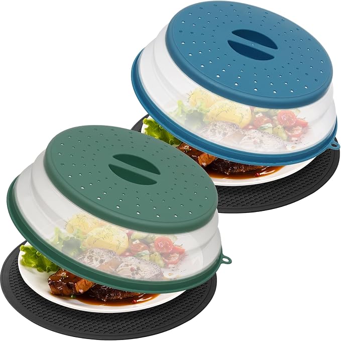 4 in 1, WENWELL Vented Collapsible Microwave Splatter Cover & Mat, Kitchen dish by WENWELLHOME