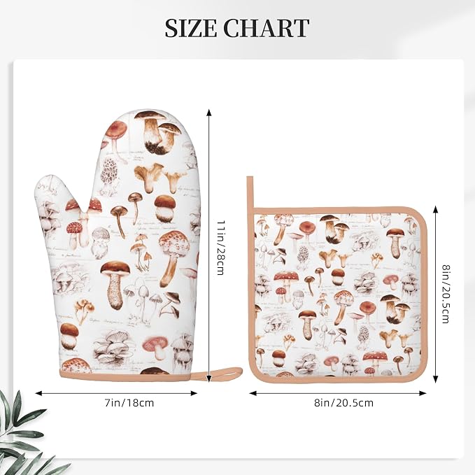 Mushroom Silicone Oven Mitts Pan Mats Set of 2, Heat Resistant Gloves Potholder - Image 4