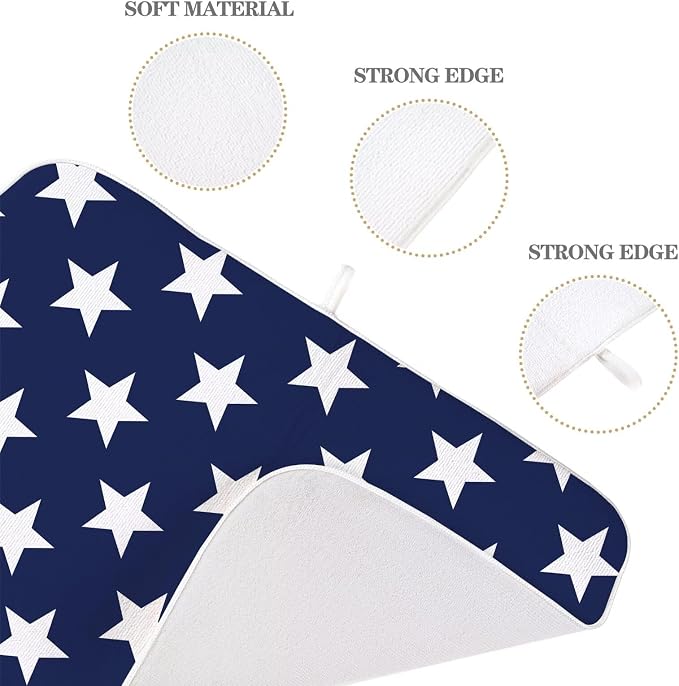 4th of July Dish Drying Mat 18 x 24 inch Independence Day Blue Stars Decorative - Image 3