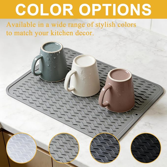 Silicone Dish Drying Mat for Kitchen Counter Eco-Friendly Fast Dry Dish Mat - Image 4