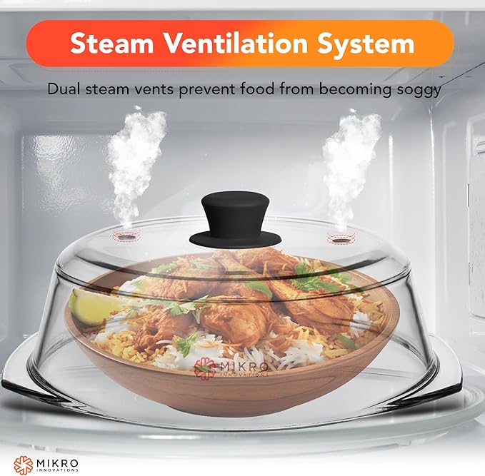Tall Glass Microwave splatter cover | Sturdy clear 100% food safe BPA free - Image 4