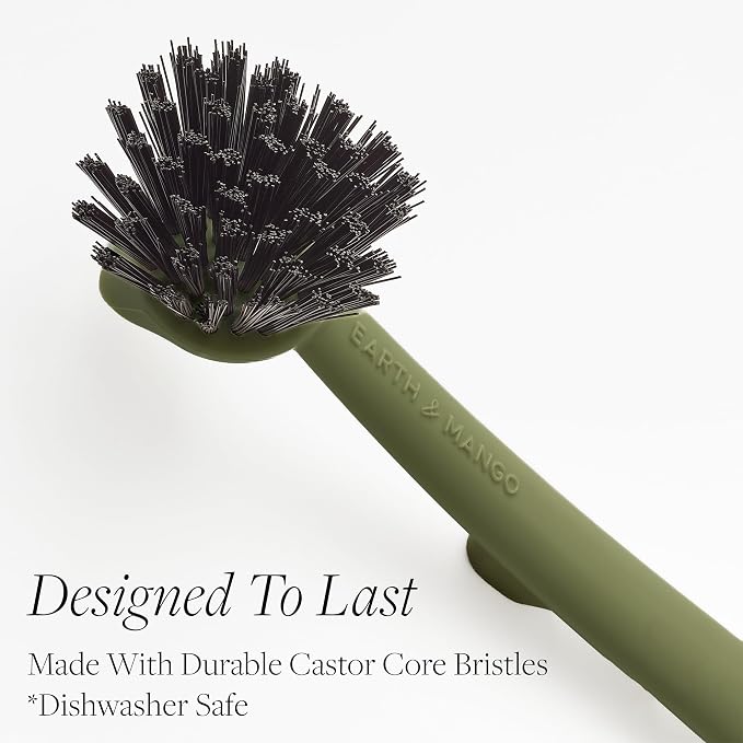 Earth & Mango Magnetic Dish Brush & Scraper, Snaps to Sink, Non-Scratch - Image 5