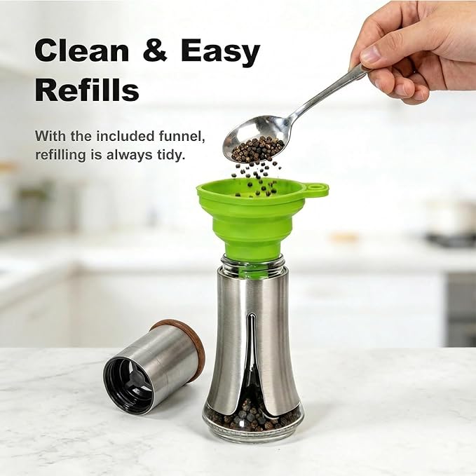 Aelga Pepper Mill - 4oz Stainless Steel Pepper Grinder Manual - Image 3