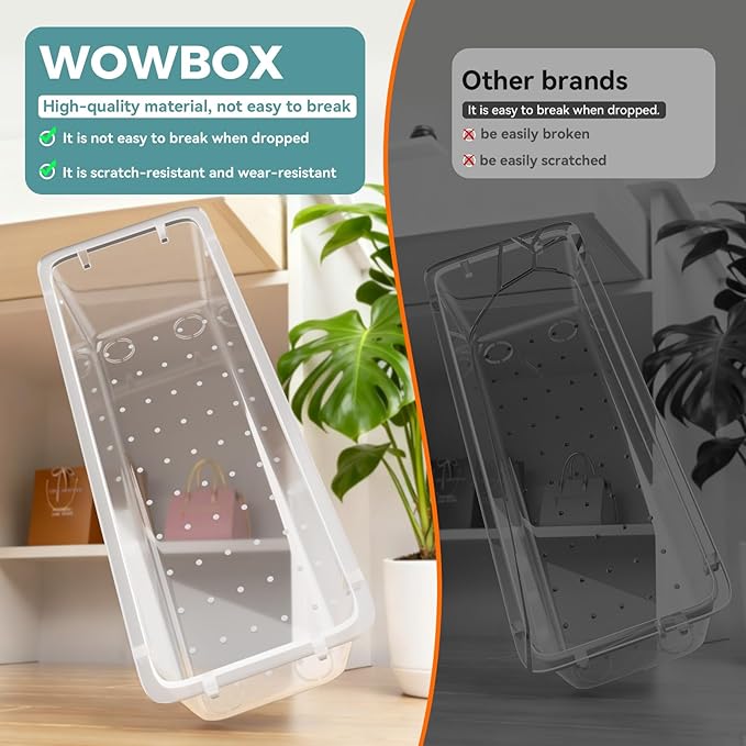 WOWBOX 44 PCS Clear Plastic Drawer Organizer Set, 5 Varied Size storage Bins - Image 5