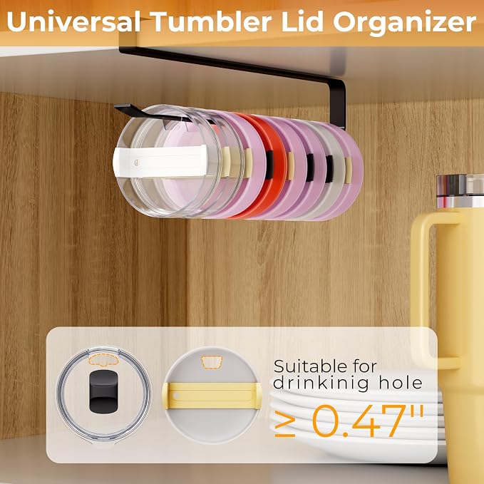 Quehun 2 PCS Tumbler Lid Organizers, Ample Lid Capacity Up to 30 Lids, No - Image 3