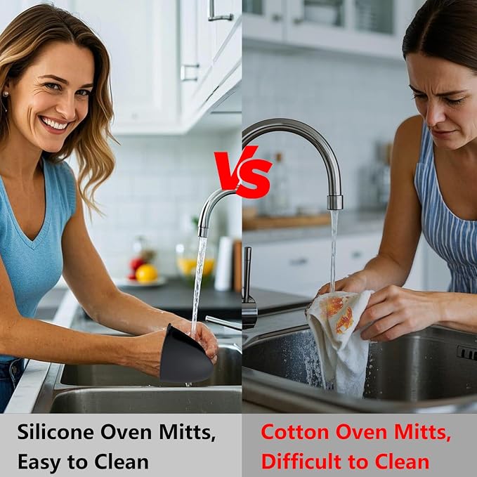 Silicone Oven Mitts Heat Resistant Pot Holder Set - Image 6