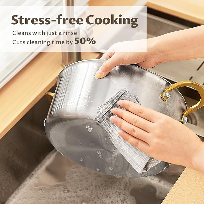 BEZIA 6 Quart 3-Ply Stainless Steel Stockpot, Soup Pot - Image 7