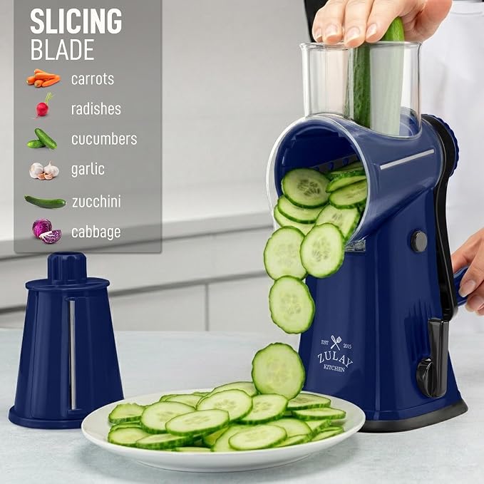 Zulay Kitchen Rotary Cheese Grater 5 Blade Cheese Shredder - Image 5