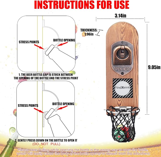Beer Bottle Openers with DIY Ink Screen, Traceless Bottle Opener Wall Mounted - Image 2