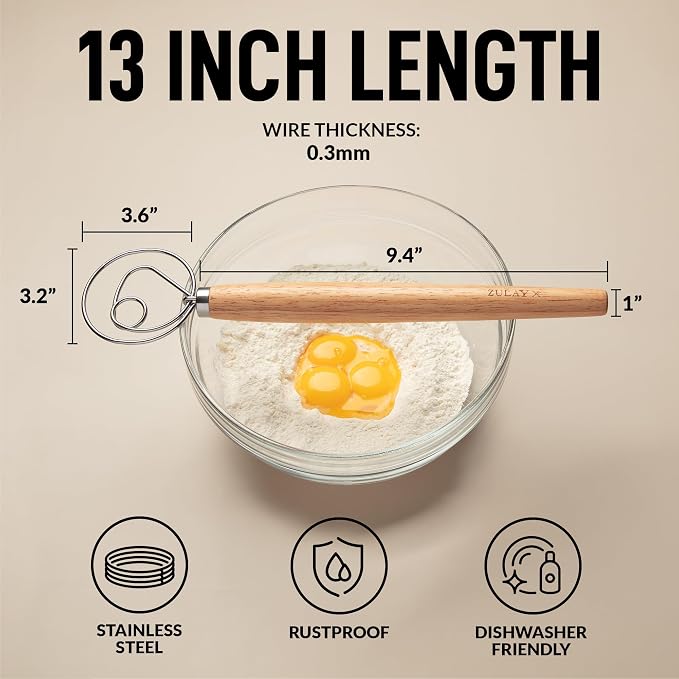 Zulay Kitchen 13-Inch Danish Dough Whisk - Image 2