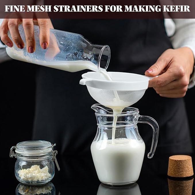 3 Pcs Plastic Nylon Fine Mesh Kefir Strainer Set - Image 2