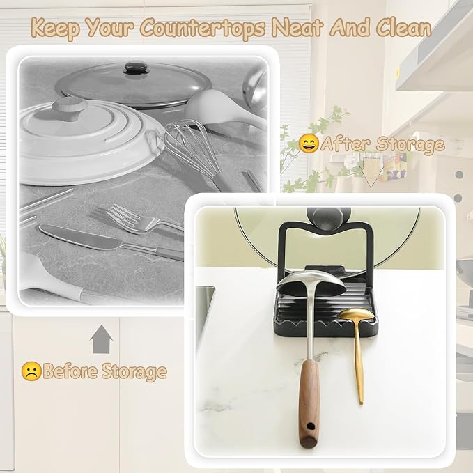 Spoon Rest with Lid Holder, Stainless Steel Lid Holder While Cooking & - Image 6