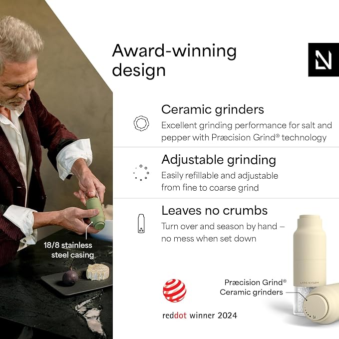 LARS NYSØM Salt and Pepper Grinder Set, Stainless Steel Manual Salt and Pepper - Image 2