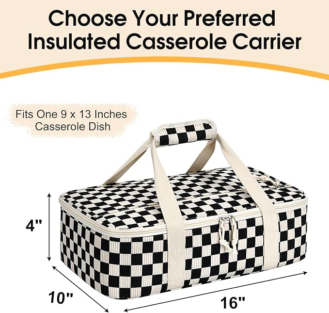 Corduroy Casserole Carrier, Insulated Lasagna Lugger - Image 2