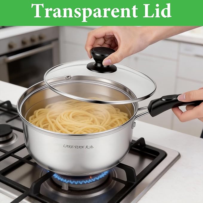 Stainless Steel Saucepan with Lid Set - Image 5
