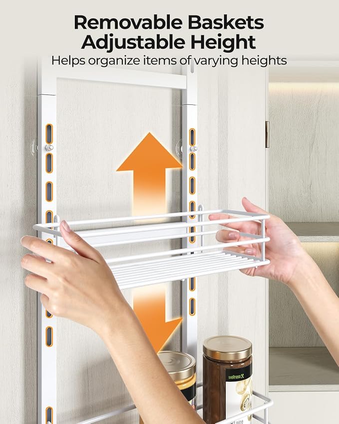 Adjustable 5-Tier Over the Door Pantry Organizer, Spice Rack, Narrow Hanging - Image 5