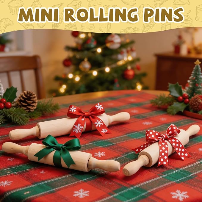 BILLIOTEAM 12 Pack 8 Inch Mini Wood Rolling Pin, Small Wooden Rollers - Image 6