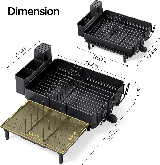 Urackify Dish Drying Rack for Kitchen Counter, 304 Stainless Steel Dish Rack - Image 8