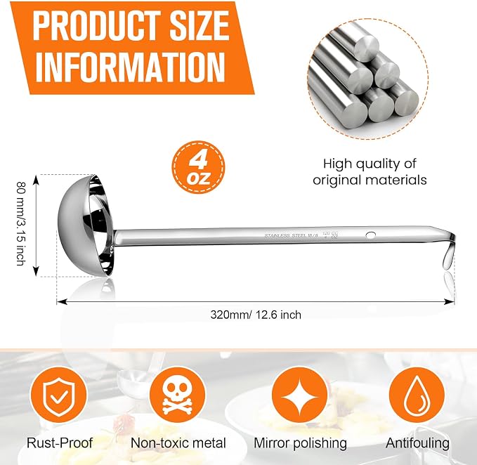 meekoo 1 Pieces Stainless Steel Ladle Soup Handle Ladle - Image 3
