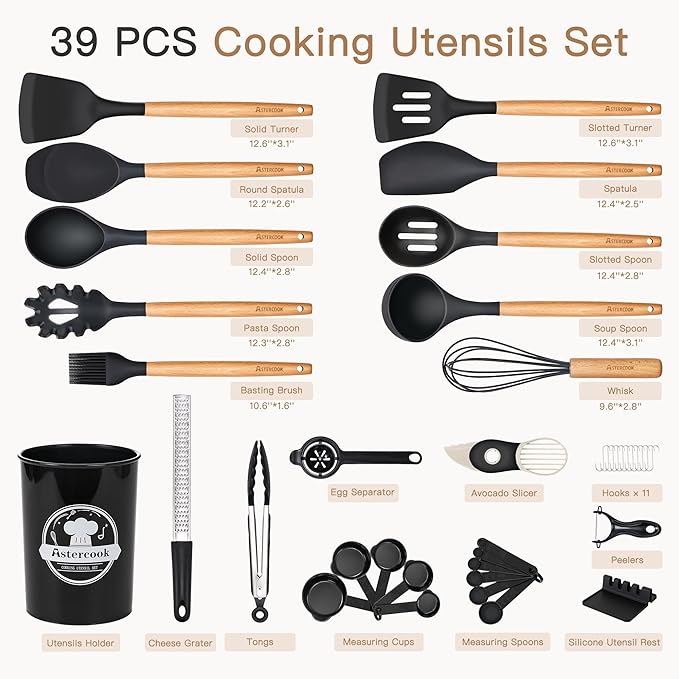 Astercook 39 PCS Kitchen Utensils Set, Silicone Cooking Utensil Sets - Image 2