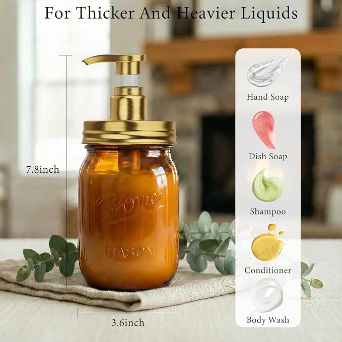 Amolliar Plastic Mason Jar Soap Dispenser - Image 3