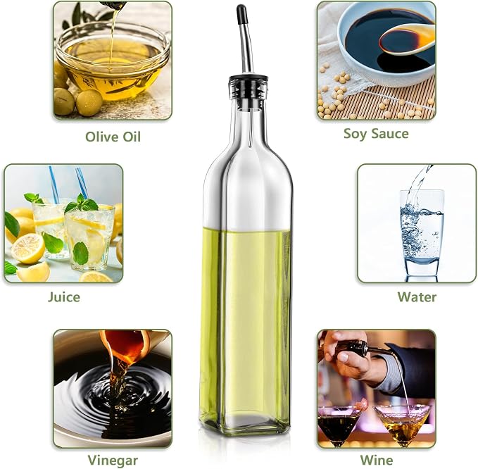 Leaflai Olive Oil Dispenser Bottle, 4 Labels, 1 Brush and 1 Funnel Oil Bottles - Image 6