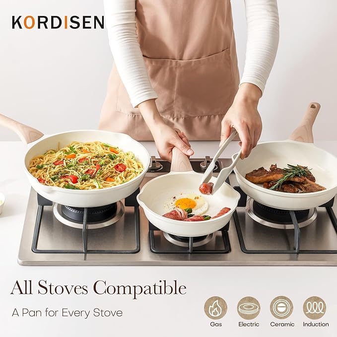 Kordisen Nonstick Ceramic Frying Pan Set, 3 Piece Ceramic Skillet Set, Healthy - Image 5