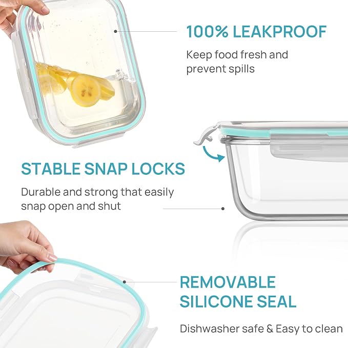 Vtopmart 2Pack 2260ml/ 76.4oz Large Glass Containers Food Storage - Image 6
