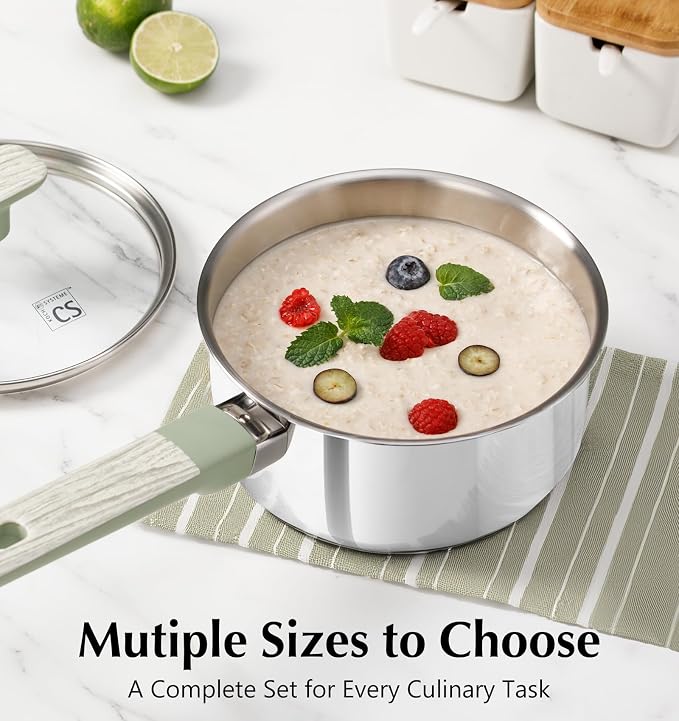 KOCH SYSTEME CS Stainless Steel Sauce Pan Set, 1.5QT & 2QT & 3QT Stainless - Image 6