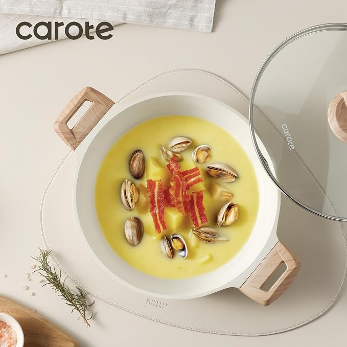 CAROTE Nonstick Stock Pot with Lid Soup Pot, 4 Quart with Lid, Casserole Super - Image 5