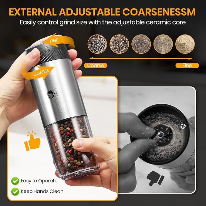 Rechargeable Gravity Electric Salt Grinder Set - Image 5