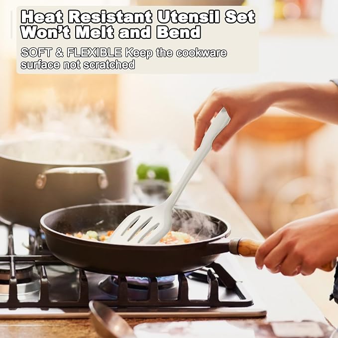E-far 10 Pieces Silicone Cooking Utensils Set, Heat Resistant Kitchen Utensil - Image 5